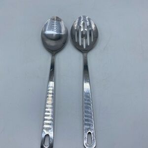 Wolfgang Puck's Cafe Collection Stainless Steel Solid And Slotted Serving Spoons